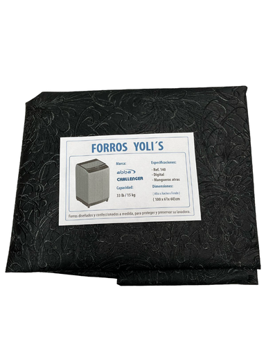 [AN90476X] FORRO PARA LAVADORA MANUAL - DIGITAL Y MANGUERAS ATRÁS - REF. 140-33LB/15KG (100X61X60) CM CHALLEGER NEGRO CKD90476