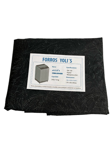 [AN90473X] FORRO PARA LAVADORA MANUAL - DIGITAL Y MANGUERAS ATRÁS - REF. 120-29LB/13KG (97X58X60) CM CARGA SUPERIOR CHALLENGER NEGRO CKD90473